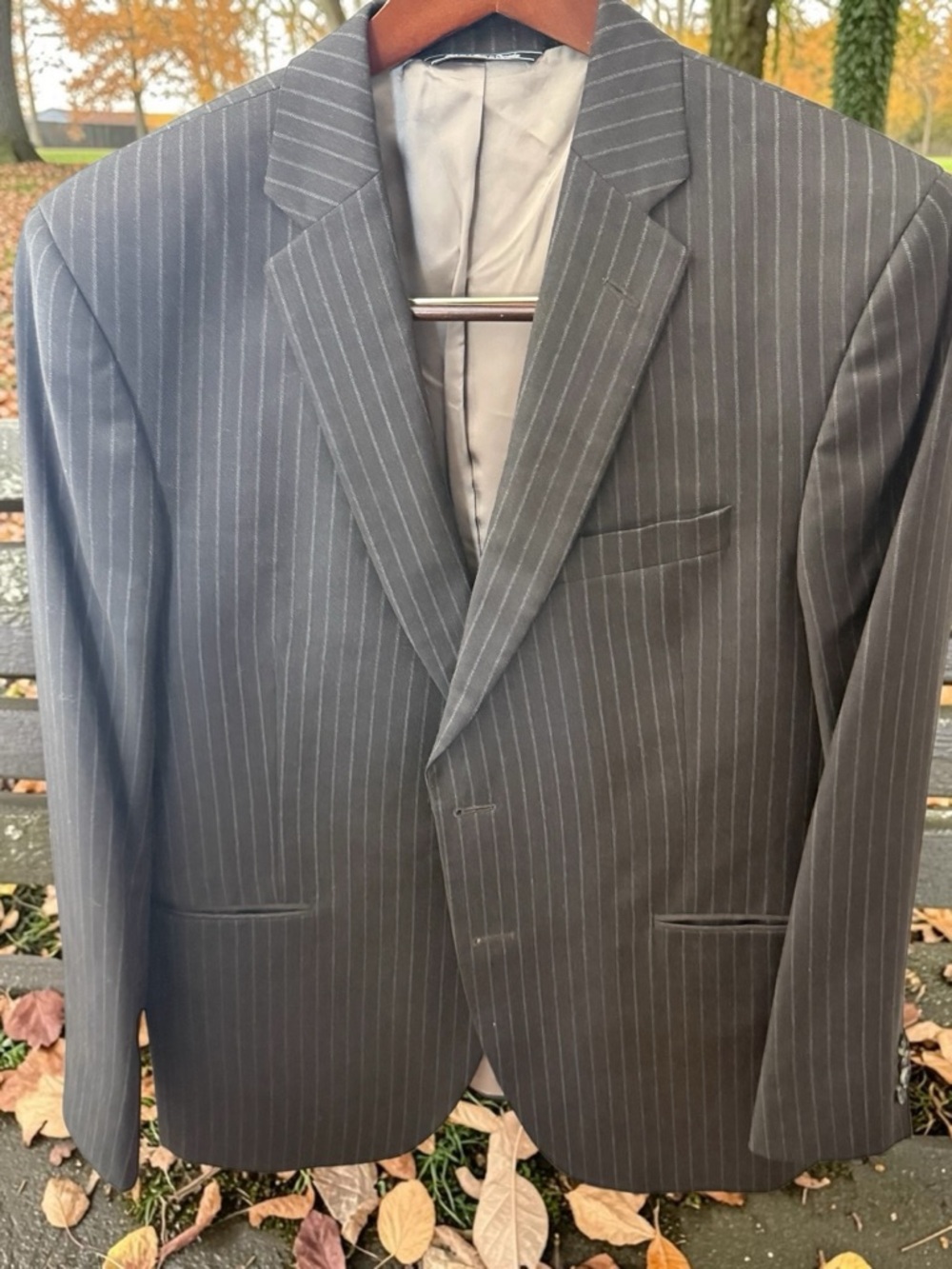 Men's Chocolate Brown Pinstripe Blazer - Vitale Barberis Canonico-Italian Fabric